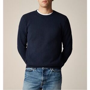 J.Crew Men's Navy Cotton Piqué Stitch Crewneck Sweater Size L